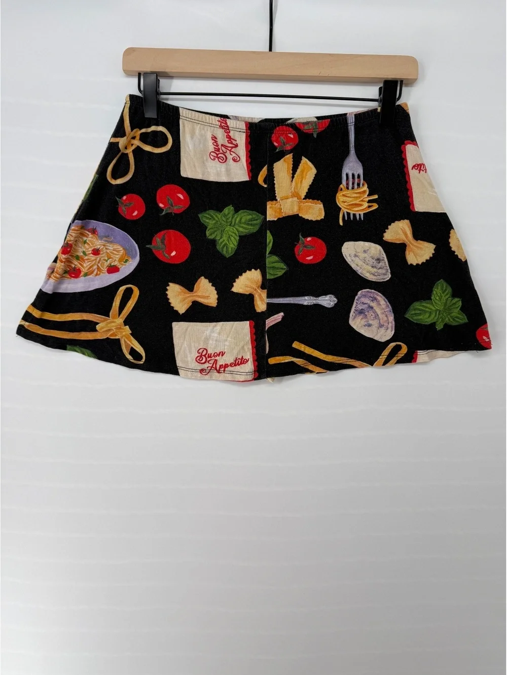 Lisa Says Gah Darcy Skort Buon Appetito Black Pasta Food Print Women’s M